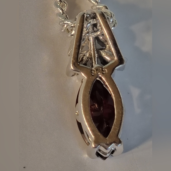 🎀Clearance🎀 NATURAL 1CT GARNET & DIAMONDS PENDANT NECKLACE VINTAGE EXCELLENT - Picture 10 of 13